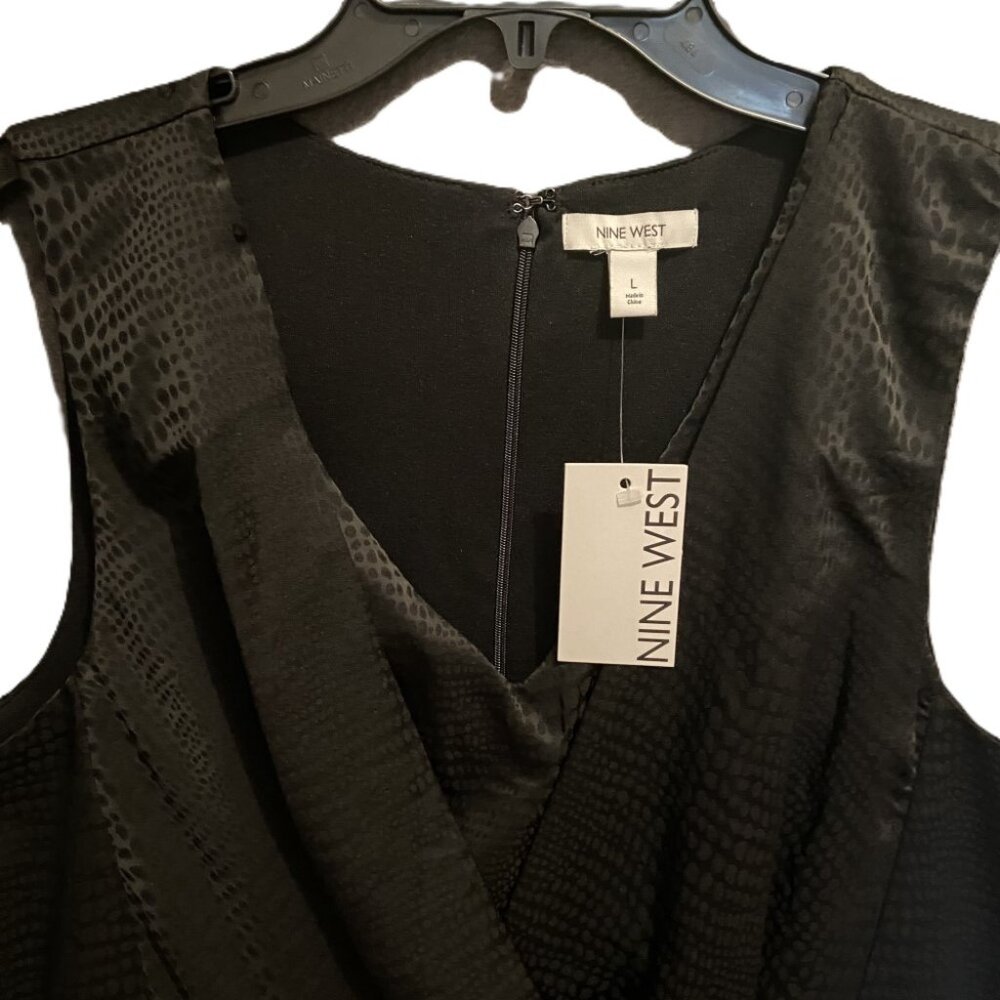 Nine West Sleeveless Mock Wrap Mini Dress Black Size L - Picture 4 of 6